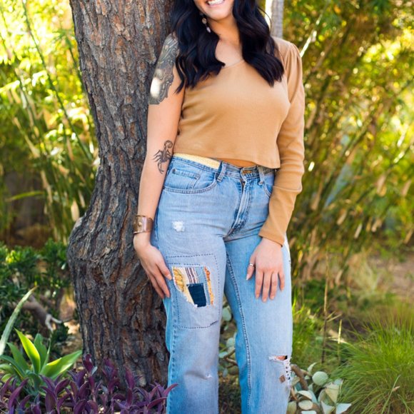 The "Halle" Jeans | Upcycled Boho Retro Patchwork | - Picture 2 of 10